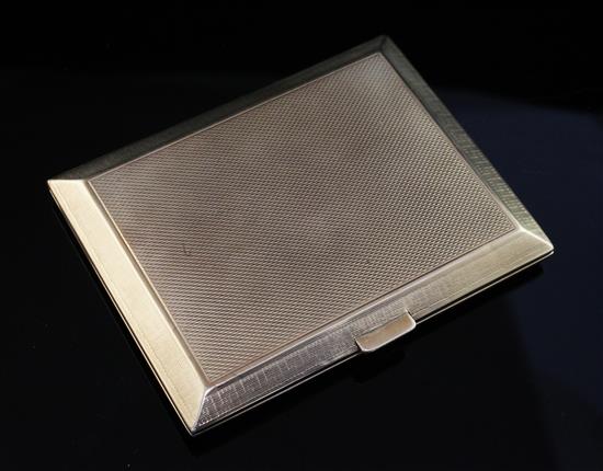 A late 1920s engine turned 9ct gold cigarette case by Asprey & Co, approx. 3.25in.